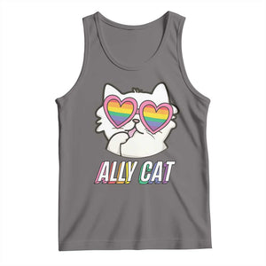 LGBTQ Ally Pride Rainbow Cat Lover Tank Top TS09 Deep Heather Print Your Wear
