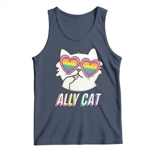 LGBTQ Ally Pride Rainbow Cat Lover Tank Top TS09 Navy Print Your Wear