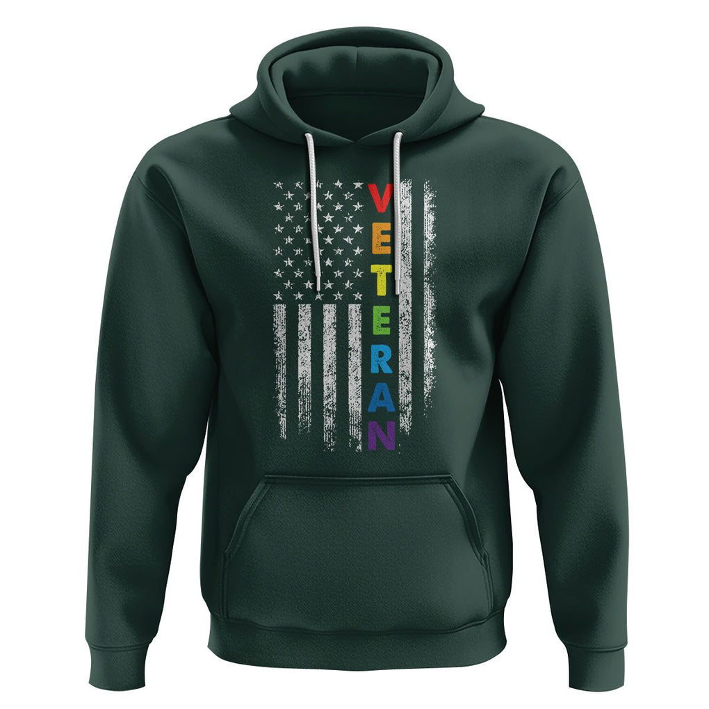 LGBT Veteran Hoodie American Flag Rainbow Military Army TS09 Dark Forest Green Printyourwear