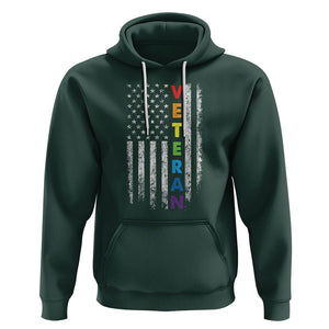 LGBT Veteran Hoodie American Flag Rainbow Military Army TS09 Dark Forest Green Printyourwear