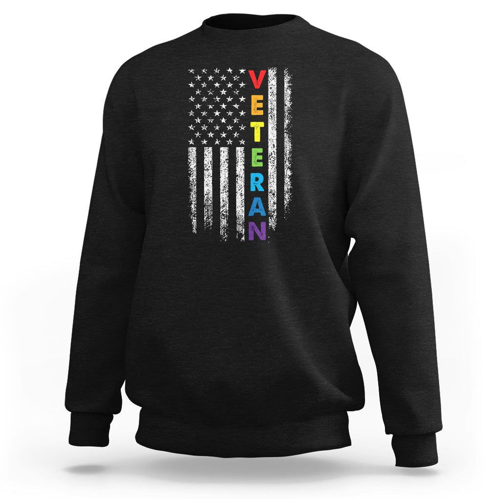 LGBT Veteran Sweatshirt American Flag Rainbow Military Army TS09 Black Printyourwear