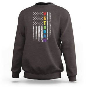 LGBT Veteran Sweatshirt American Flag Rainbow Military Army TS09 Dark Chocolate Printyourwear
