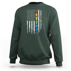 LGBT Veteran Sweatshirt American Flag Rainbow Military Army TS09 Dark Forest Green Printyourwear