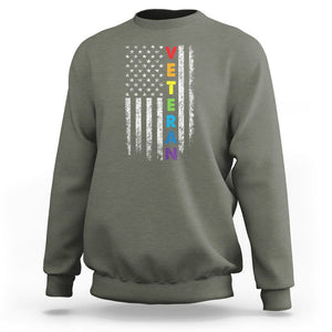 LGBT Veteran Sweatshirt American Flag Rainbow Military Army TS09 Military Green Printyourwear