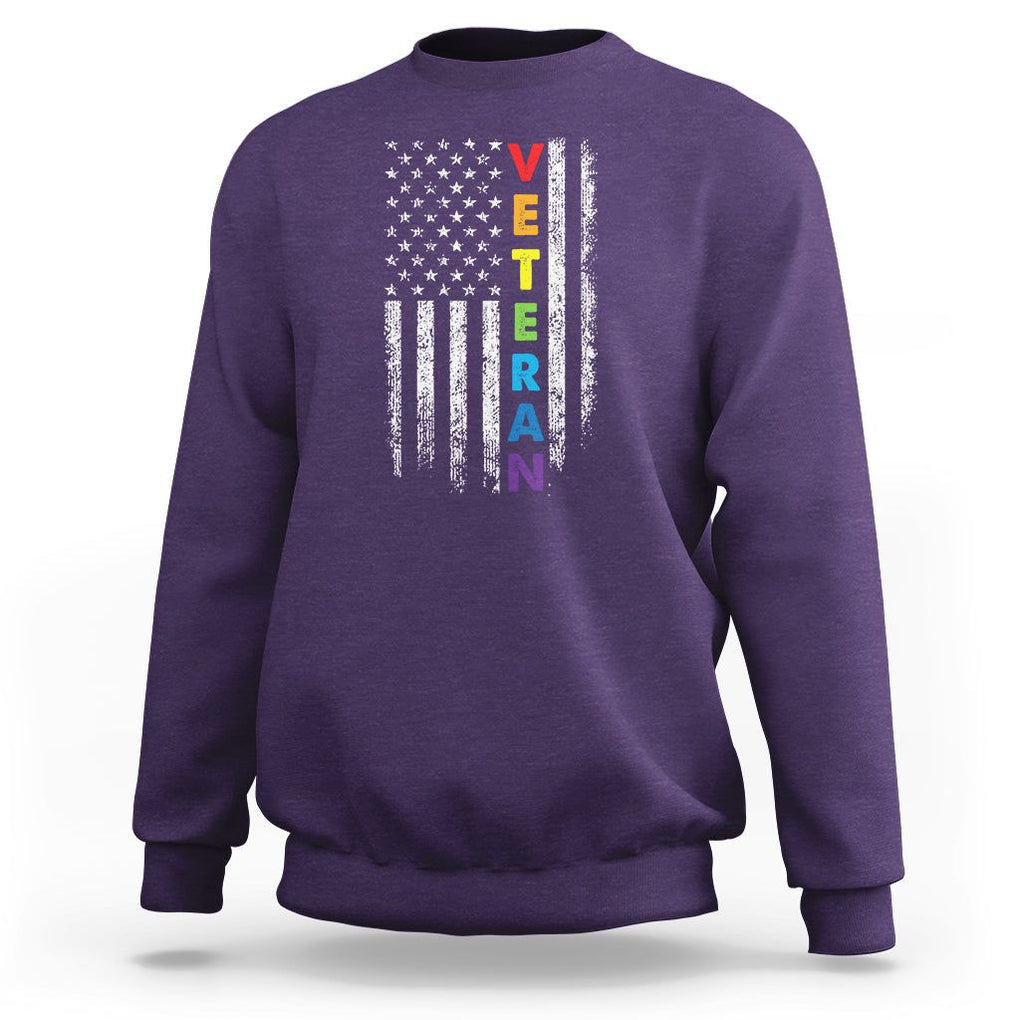 LGBT Veteran Sweatshirt American Flag Rainbow Military Army TS09 Purple Printyourwear