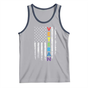 LGBT Veteran Tank Top American Flag Rainbow Military Army TS09 Athletic Heather Navy Print Your Wear