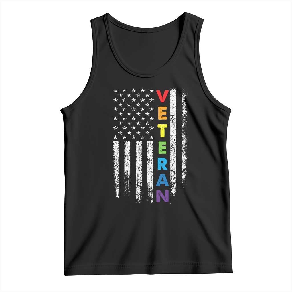 LGBT Veteran Tank Top American Flag Rainbow Military Army TS09 Black Print Your Wear