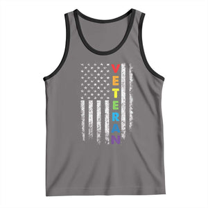 LGBT Veteran Tank Top American Flag Rainbow Military Army TS09 Deep Heather Black Print Your Wear