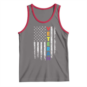 LGBT Veteran Tank Top American Flag Rainbow Military Army TS09 Deep Heather Red Print Your Wear