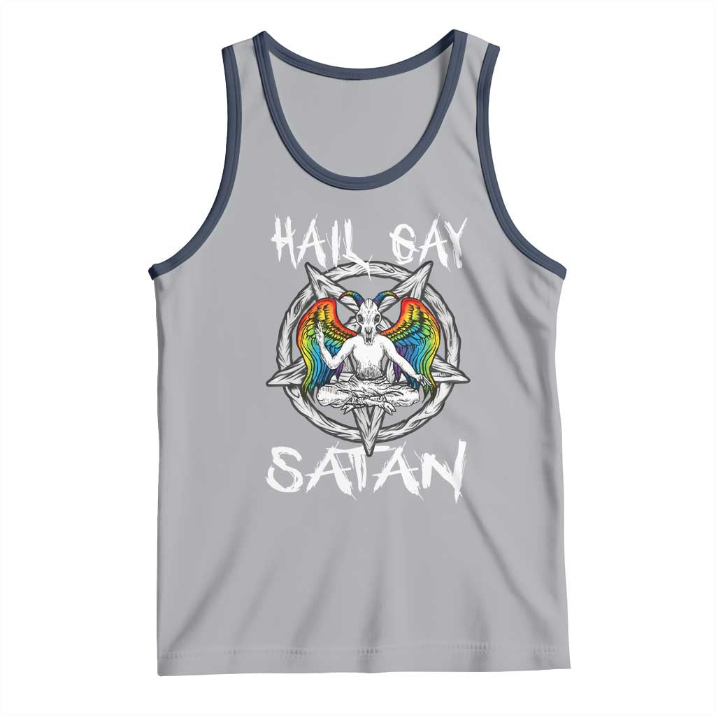 Hail Gay Satan Tank Top Goth Baphomet Devil LGBT Pride TS09 Athletic Heather Navy Print Your Wear
