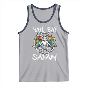 Hail Gay Satan Tank Top Goth Baphomet Devil LGBT Pride TS09 Athletic Heather Navy Print Your Wear