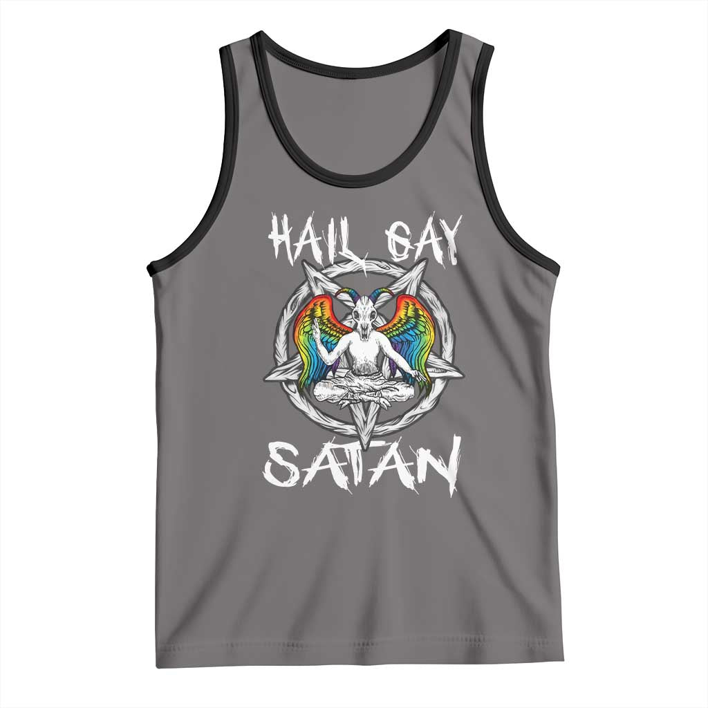 Hail Gay Satan Tank Top Goth Baphomet Devil LGBT Pride TS09 Deep Heather Black Print Your Wear