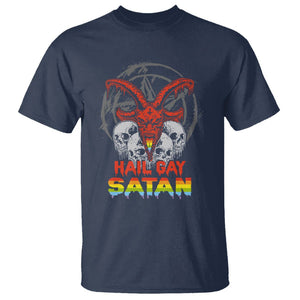 Hail Gay Satan T Shirt Skull Goth Baphomet Devil LGBT Pride TS09 Navy Printyourwear
