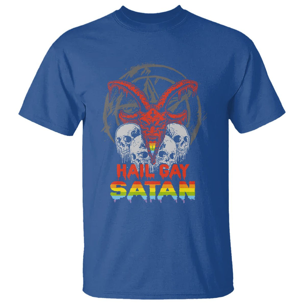 Hail Gay Satan T Shirt Skull Goth Baphomet Devil LGBT Pride TS09 Royal Blue Printyourwear