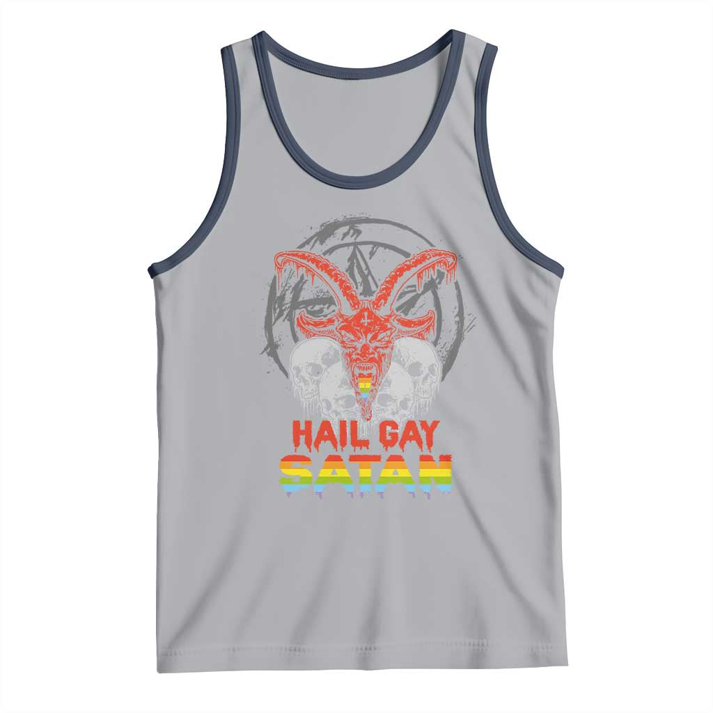 Hail Gay Satan Tank Top Skull Goth Baphomet Devil LGBT Pride TS09 Athletic Heather Navy Print Your Wear