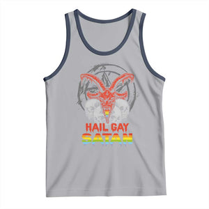 Hail Gay Satan Tank Top Skull Goth Baphomet Devil LGBT Pride TS09 Athletic Heather Navy Print Your Wear