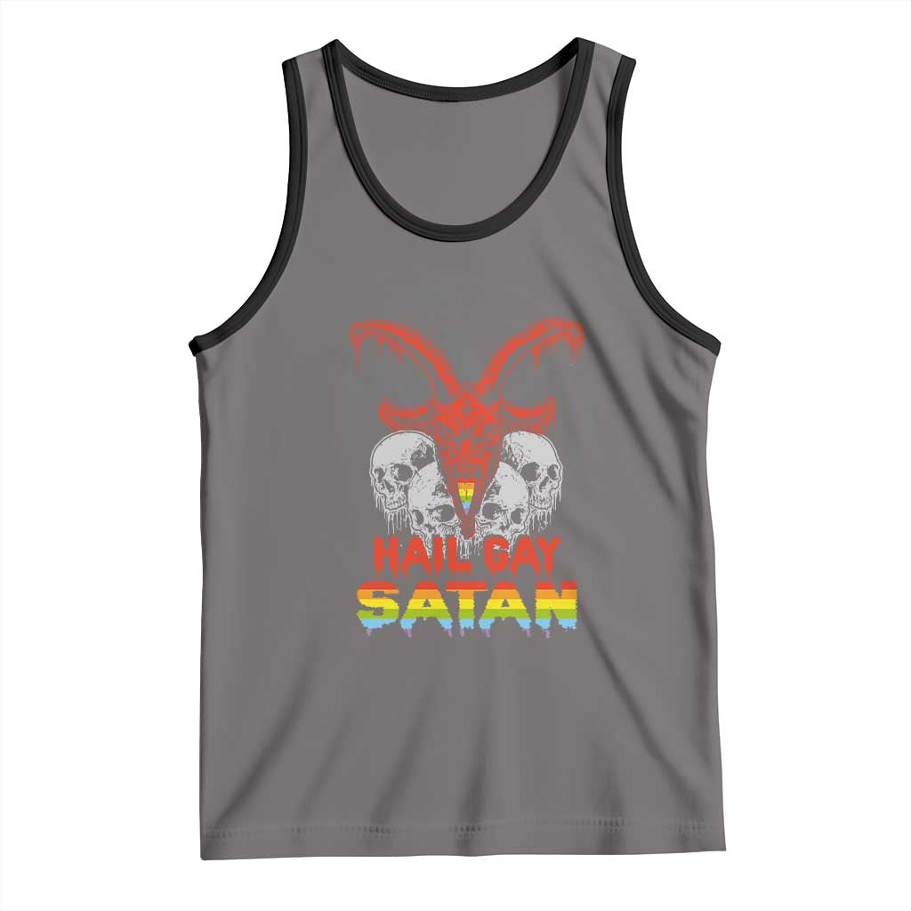 Hail Gay Satan Tank Top Skull Goth Baphomet Devil LGBT Pride TS09 Deep Heather Black Print Your Wear