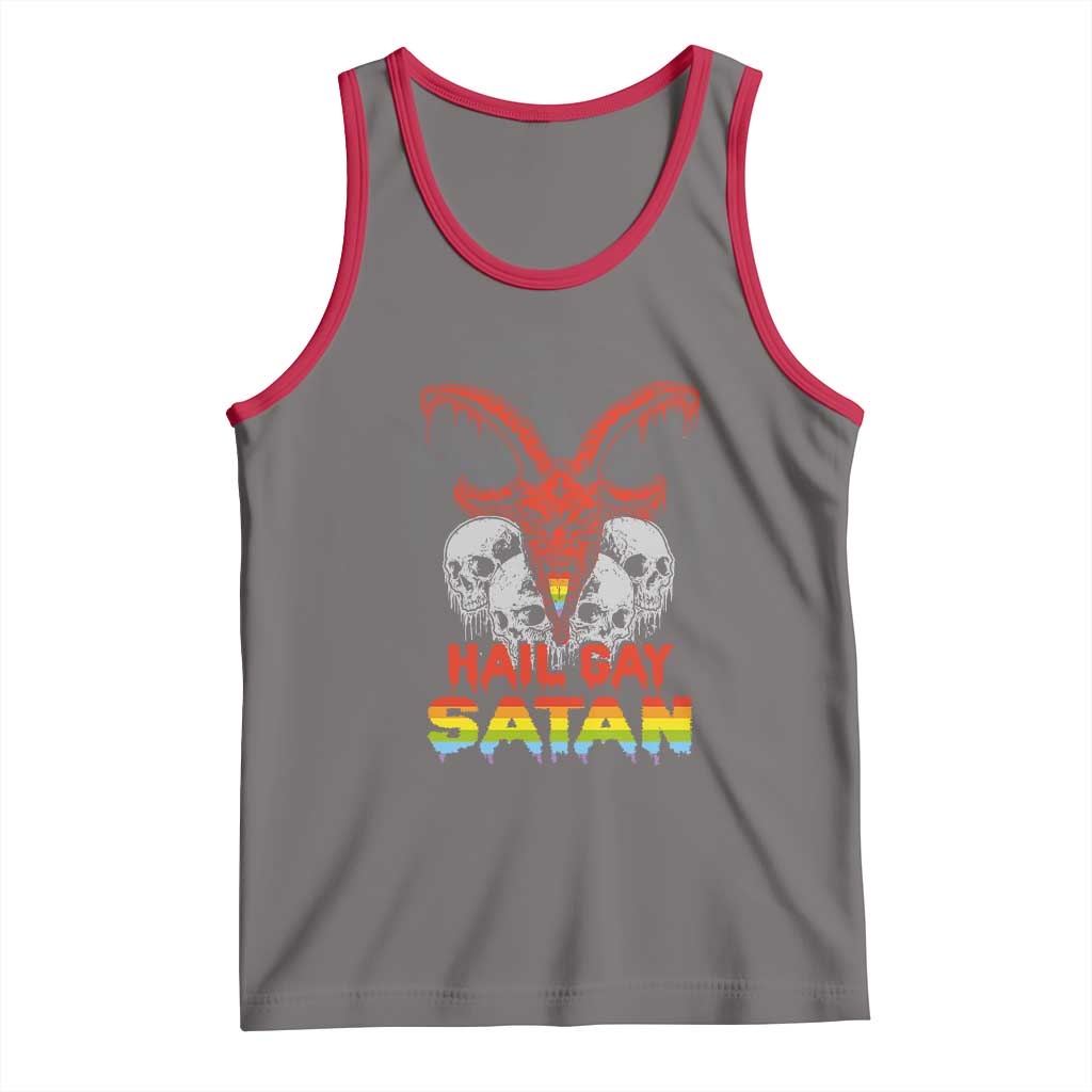 Hail Gay Satan Tank Top Skull Goth Baphomet Devil LGBT Pride TS09 Deep Heather Red Print Your Wear