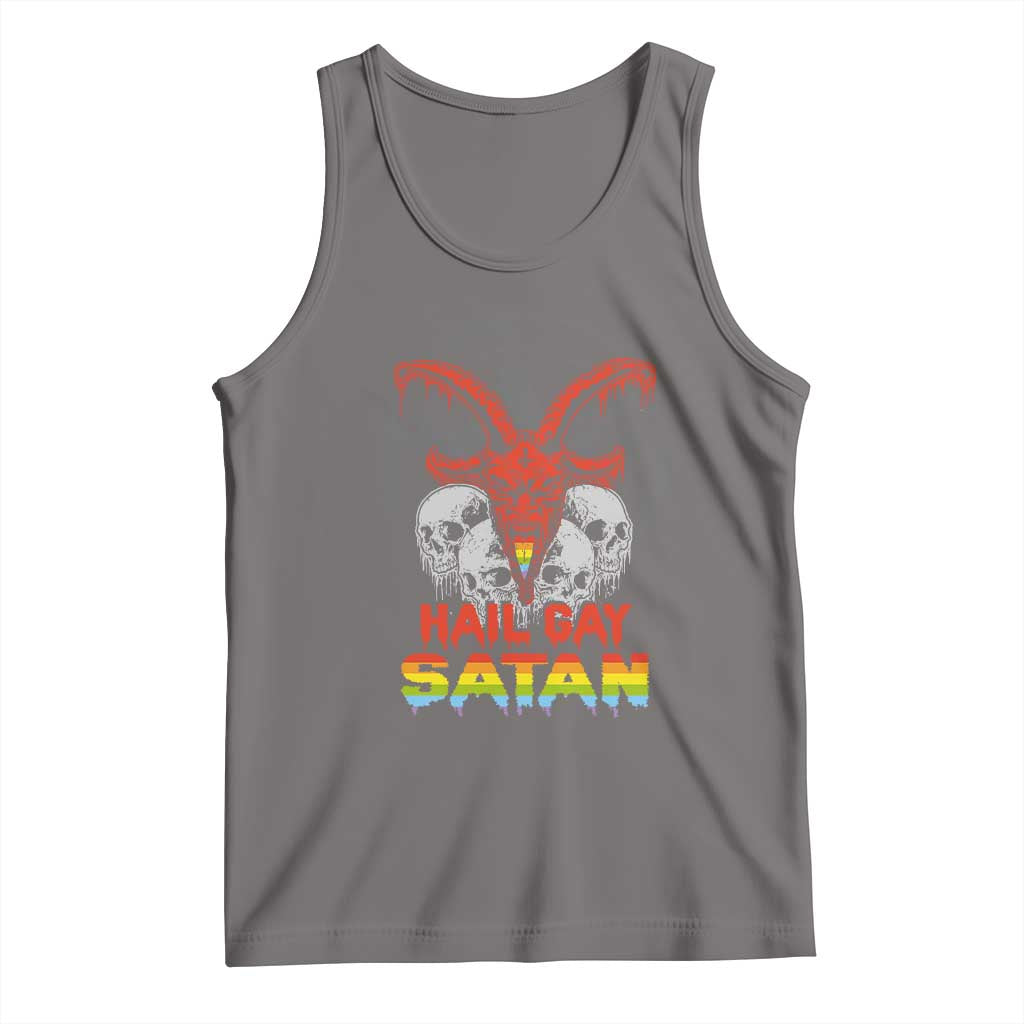 Hail Gay Satan Tank Top Skull Goth Baphomet Devil LGBT Pride TS09 Deep Heather Print Your Wear