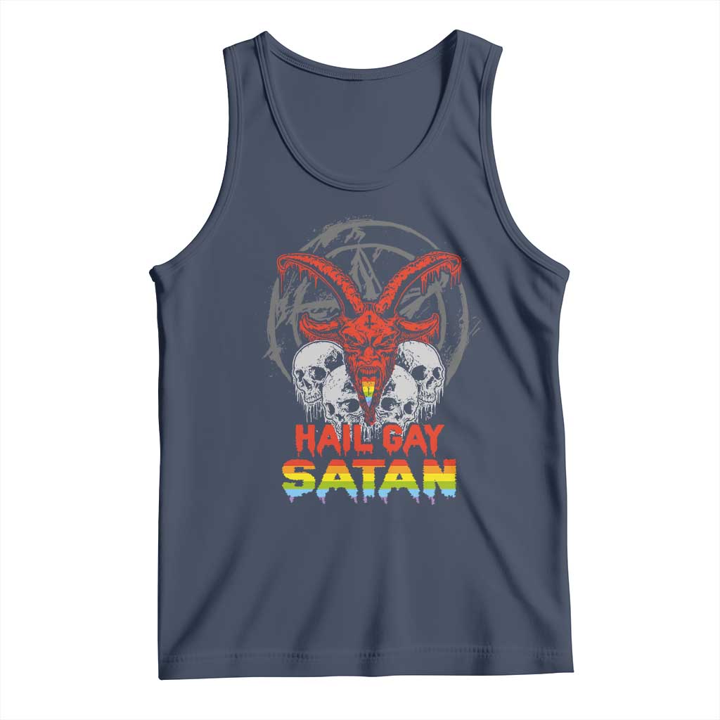 Hail Gay Satan Tank Top Skull Goth Baphomet Devil LGBT Pride TS09 Navy Print Your Wear