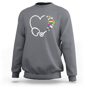 LGBT Nurse Sweatshirt Rainbow Flag Stethoscope Nurse RN Gay Pride TS09 Charcoal Printyourwear