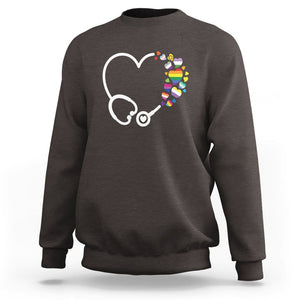LGBT Nurse Sweatshirt Rainbow Flag Stethoscope Nurse RN Gay Pride TS09 Dark Chocolate Printyourwear