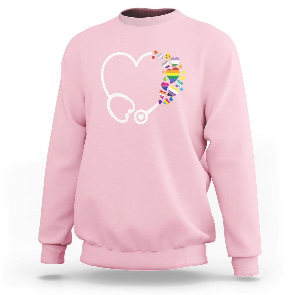 LGBT Nurse Sweatshirt Rainbow Flag Stethoscope Nurse RN Gay Pride TS09 Light Pink Printyourwear