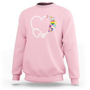 LGBT Nurse Sweatshirt Rainbow Flag Stethoscope Nurse RN Gay Pride TS09 Light Pink Printyourwear