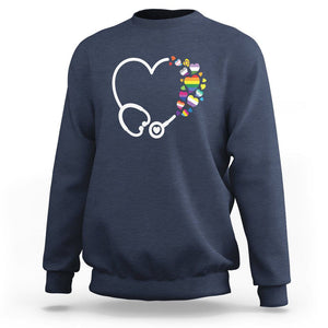 LGBT Nurse Sweatshirt Rainbow Flag Stethoscope Nurse RN Gay Pride TS09 Navy Printyourwear