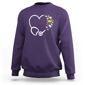 LGBT Nurse Sweatshirt Rainbow Flag Stethoscope Nurse RN Gay Pride TS09 Purple Printyourwear