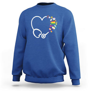 LGBT Nurse Sweatshirt Rainbow Flag Stethoscope Nurse RN Gay Pride TS09 Royal Blue Printyourwear