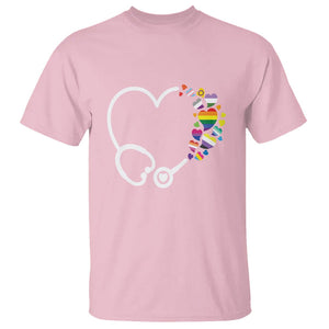 LGBT Nurse T Shirt Rainbow Flag Stethoscope Nurse RN Gay Pride TS09 Light Pink Printyourwear