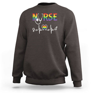 LGBT Nurse Sweatshirt Rainbow Flag Heartbeat Nurse RN Gay Pride TS09 Dark Chocolate Printyourwear