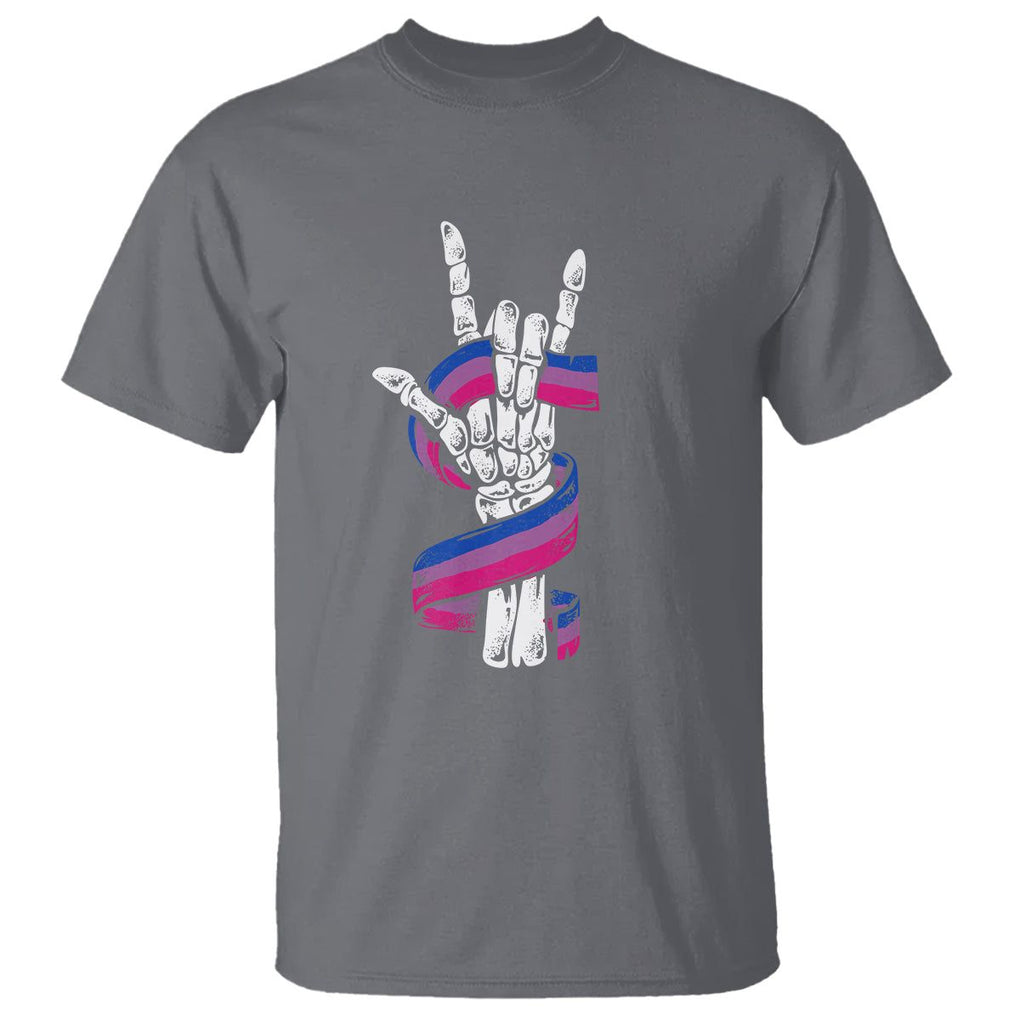 Pansexual Pride T Shirt Skeleton Rock Hand LGBTQ Pans Flag TS09 Charcoal Printyourwear