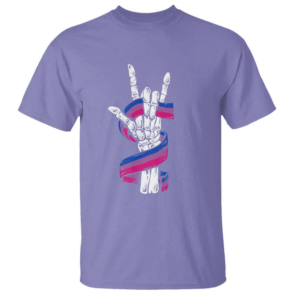 Pansexual Pride T Shirt Skeleton Rock Hand LGBTQ Pans Flag TS09 Violet Printyourwear