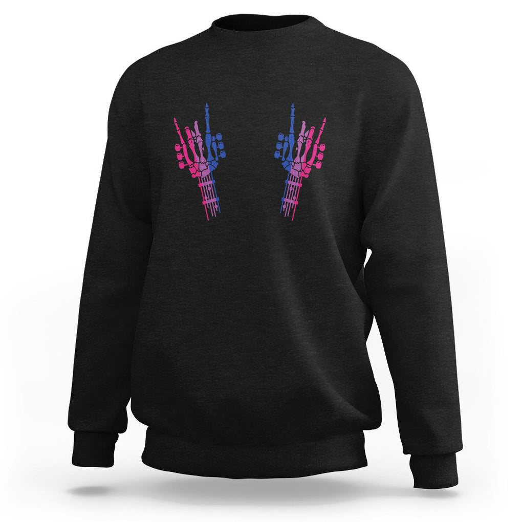 Pansexual Pride Sweatshirt Skeleton Rock Hand LGBTQ Pans Flag TS09 Black Printyourwear