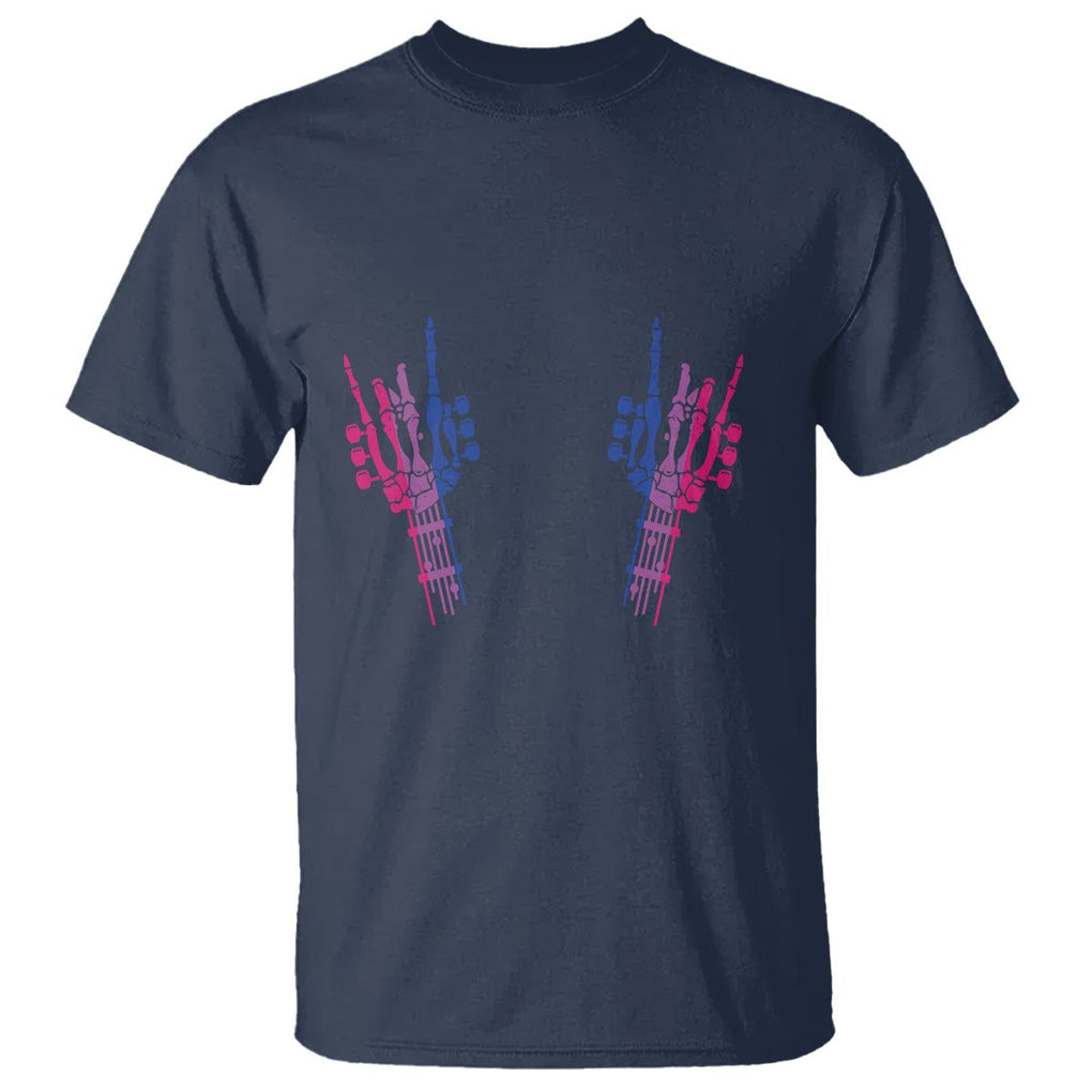 Pansexual Pride T Shirt Skeleton Rock Hand LGBTQ Pans Flag TS09 Navy Printyourwear