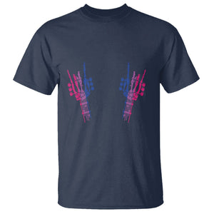 Pansexual Pride T Shirt Skeleton Rock Hand LGBTQ Pans Flag TS09 Navy Printyourwear