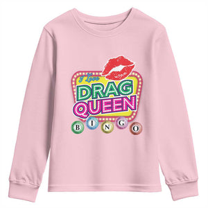 Drag Queen Youth Sweatshirt I Love Drag Queen Bingo Fan LGBTQ TS09 Light Pink Print Your Wear