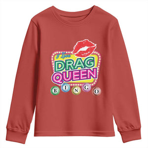 Drag Queen Youth Sweatshirt I Love Drag Queen Bingo Fan LGBTQ TS09 Red Print Your Wear