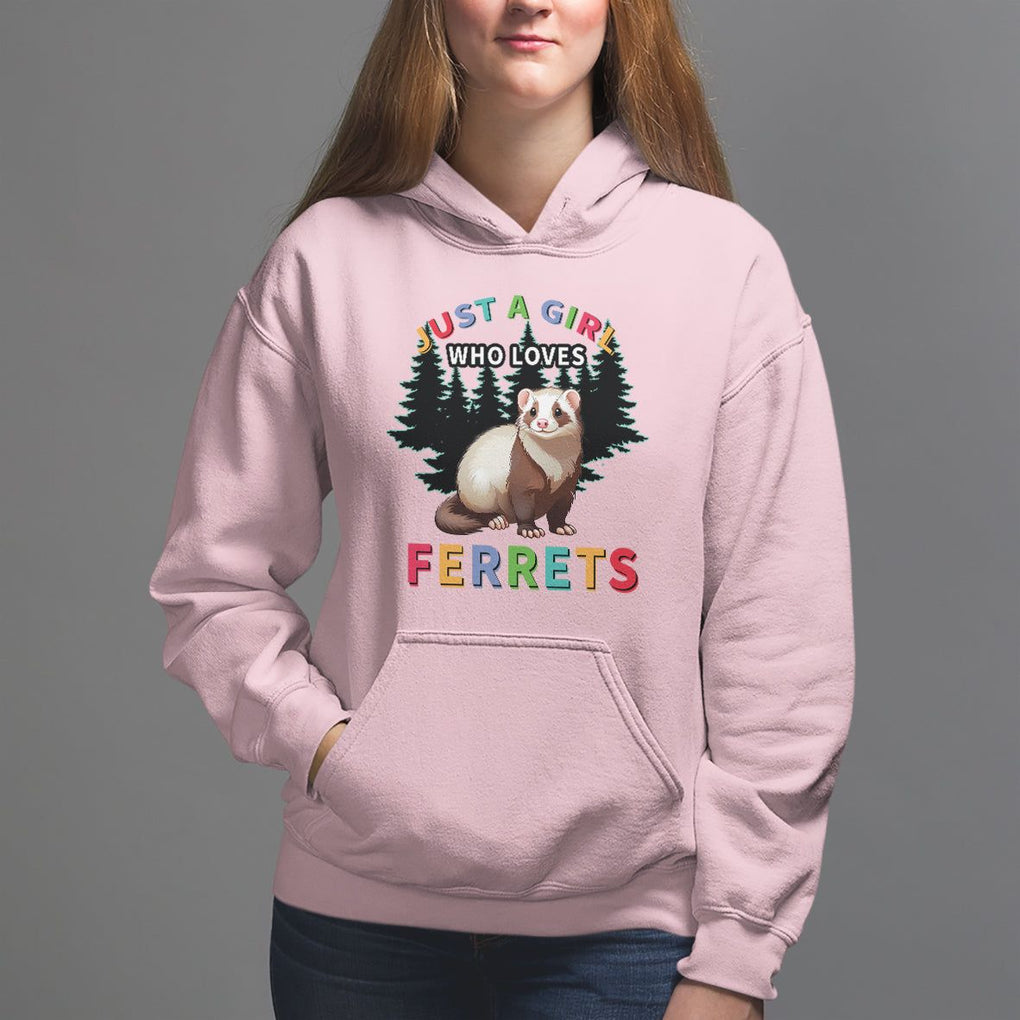 Just A Girl Who Loves Ferrets Cute Hoodie TS09 Light Pink Printyourwear