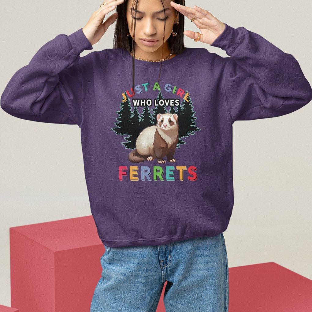 Just A Girl Who Loves Ferrets Cute Sweatshirt TS09 Purple Printyourwear