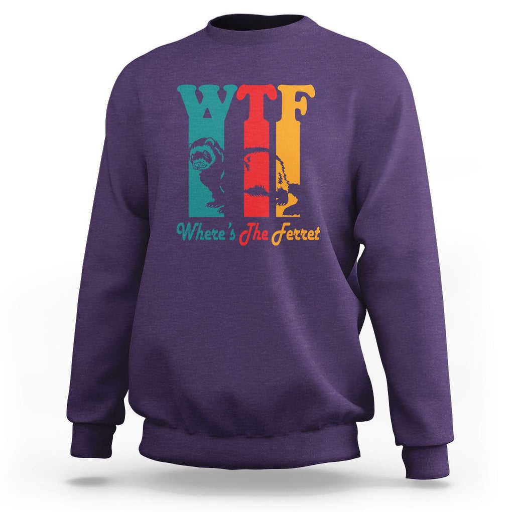 WTF Where's The Ferret Funny Sweatshirt TS09 Purple Printyourwear
