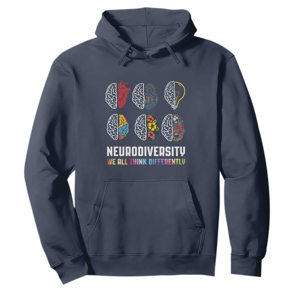 Neurodiversity Hoodie We All Think Differently Autism ADHD ASD TS09 Navy Printyourwear