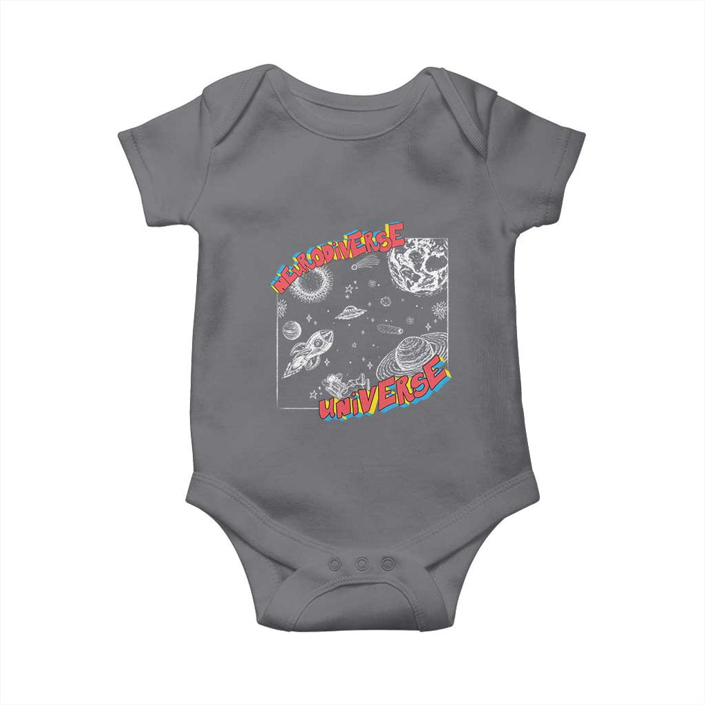 Funny Neurodiversity Baby Onesie Neurodiverse Brain Universe Autism ADHD TS09 Charcoal Print Your Wear