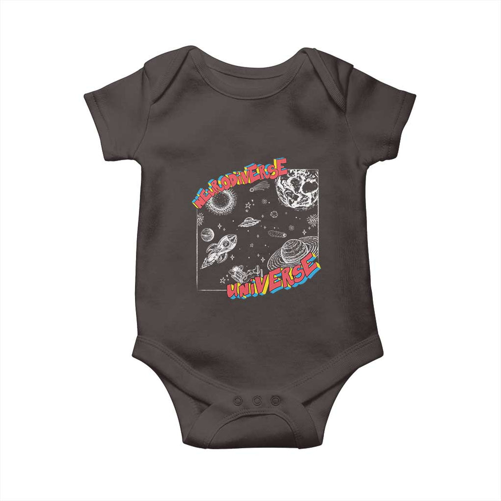 Funny Neurodiversity Baby Onesie Neurodiverse Brain Universe Autism ADHD TS09 Dark Chocolate Print Your Wear