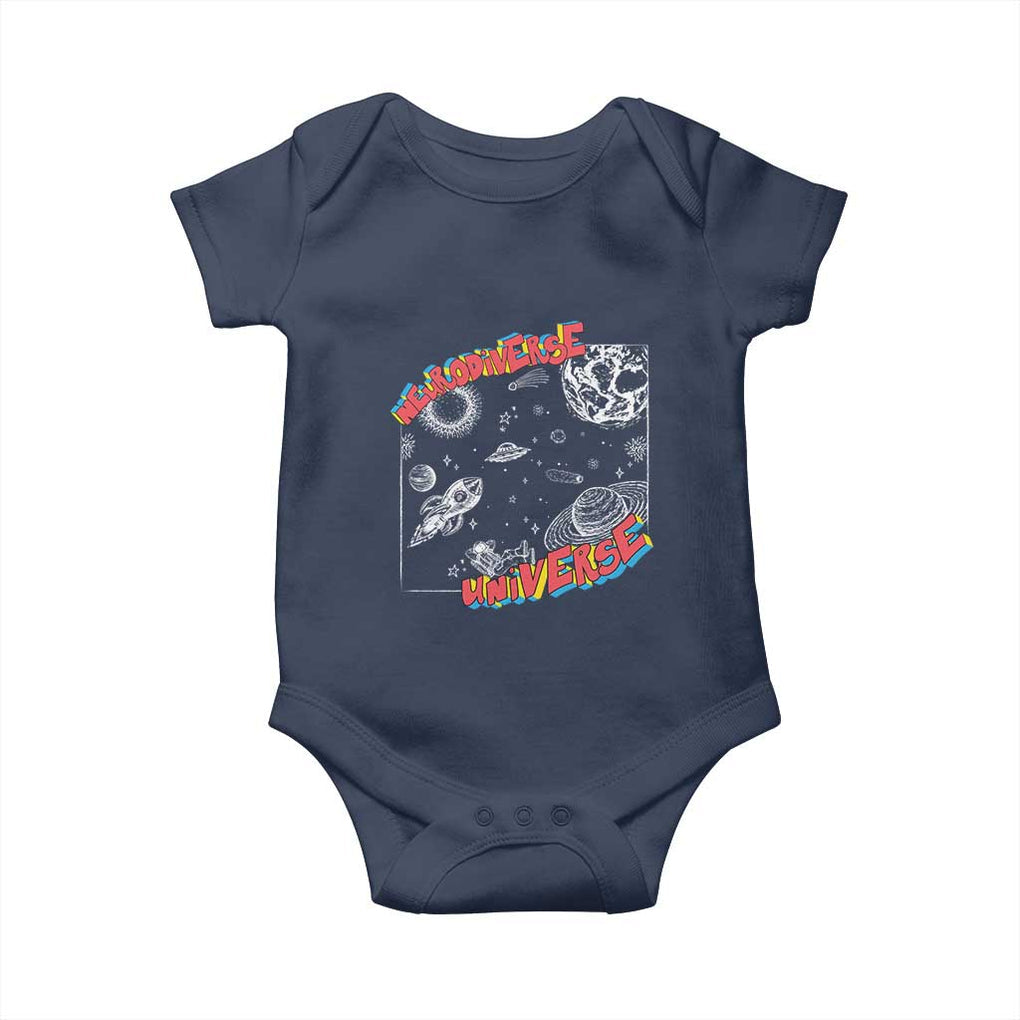 Funny Neurodiversity Baby Onesie Neurodiverse Brain Universe Autism ADHD TS09 Navy Print Your Wear