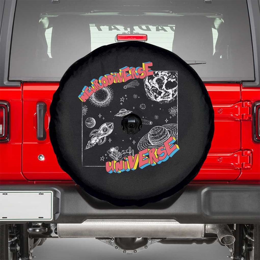 Funny Neurodiversity Spare Tire Cover Neurodiverse Brain Universe Autism ADHD TS09 Black Print Your Wear