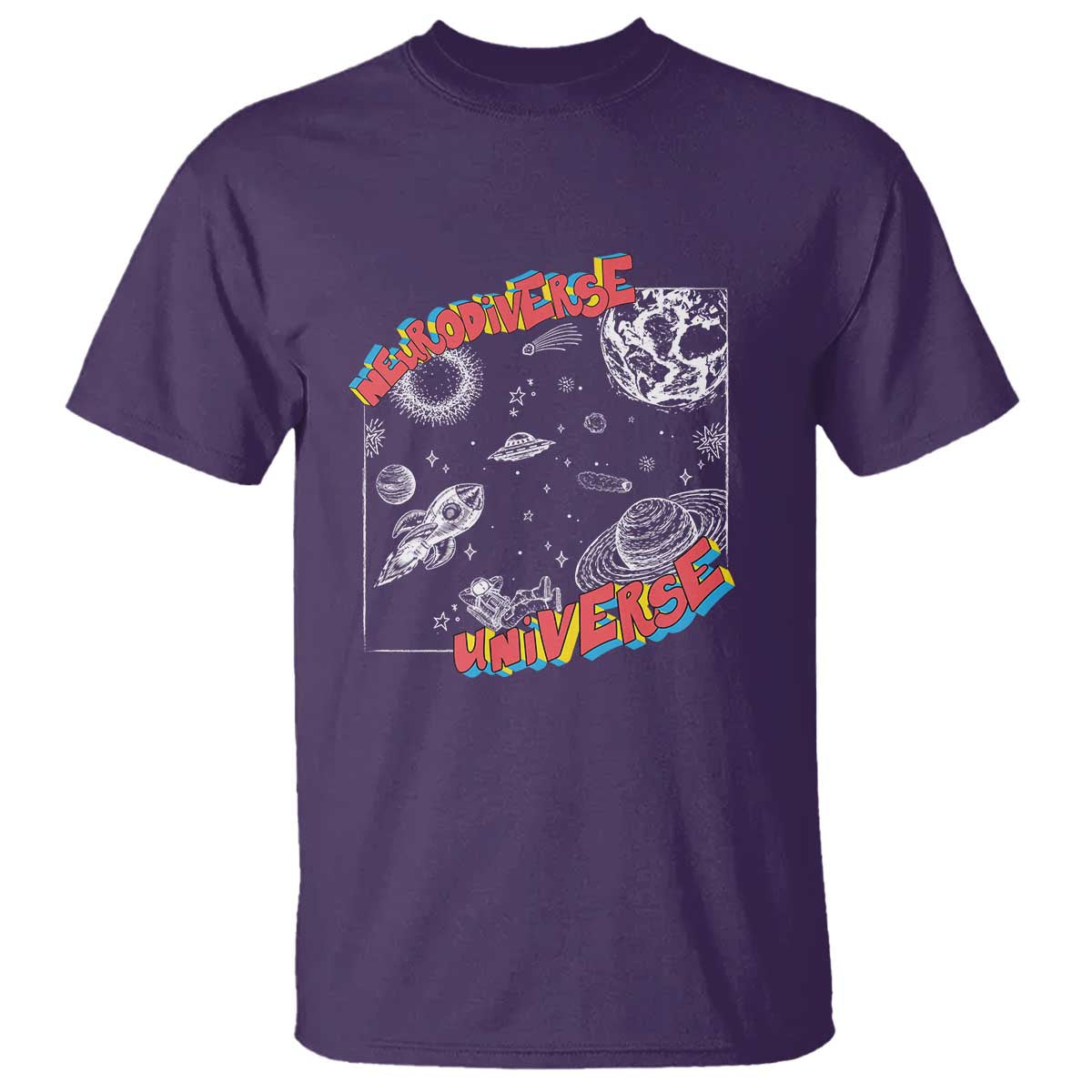 Funny Neurodiversity T Shirt Neurodiverse Brain Universe Autism ADHD TS09 Purple Print Your Wear