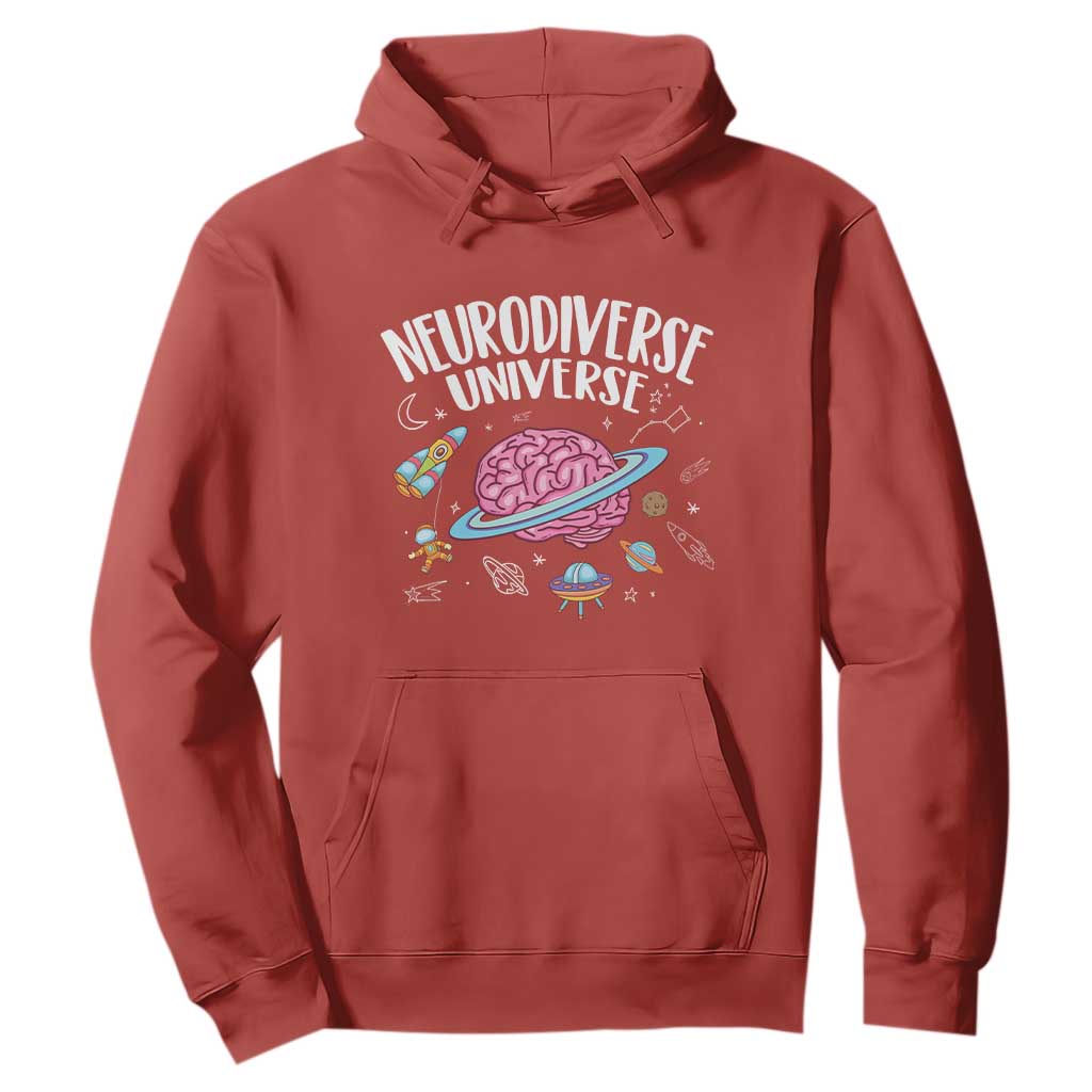 Neurodiversity Hoodie Neurodiverse Funny Brain Universe Autism ADHD ASD TS09 Red Printyourwear